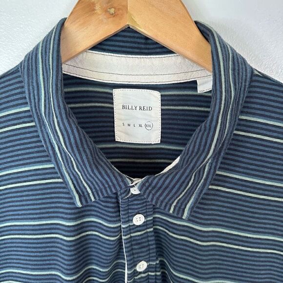 Billy Reid Men’s Contrasting Horizontal Stripe Polo Shirt - Picture 3 of 8